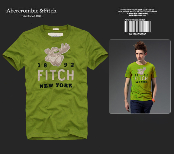Abercrombie Fitch Hombres De Cuello Redondo Con Gente Fotos Corto Remera AF5634
